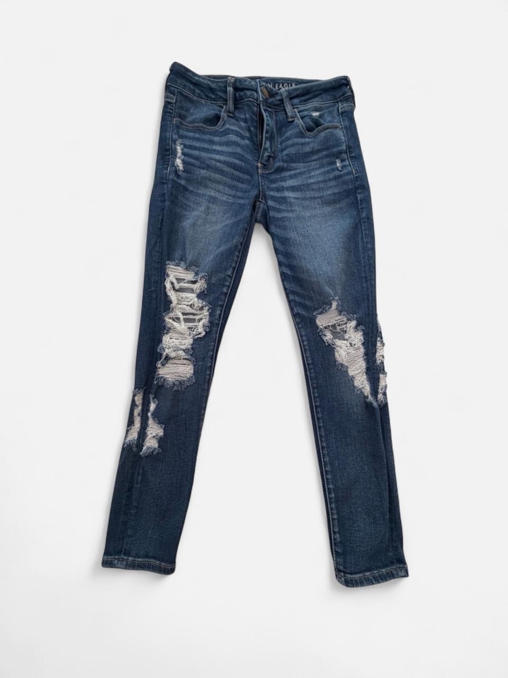 Distressed Skinny Women's Jeans - Dark Blue